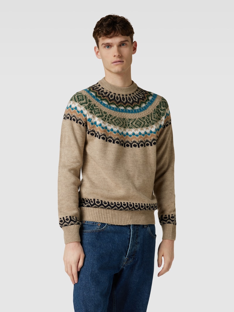 Strickpullover mit Allover-Muster Modell 'harris' in beige