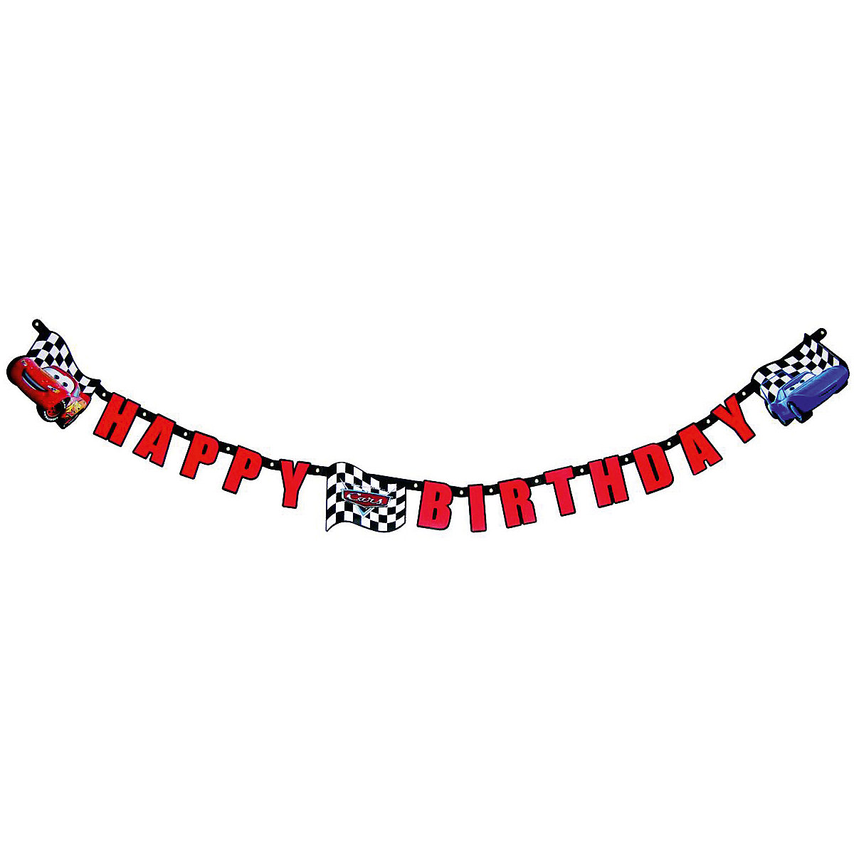 Happy Birthday Girlande   Cars Red, 2 m