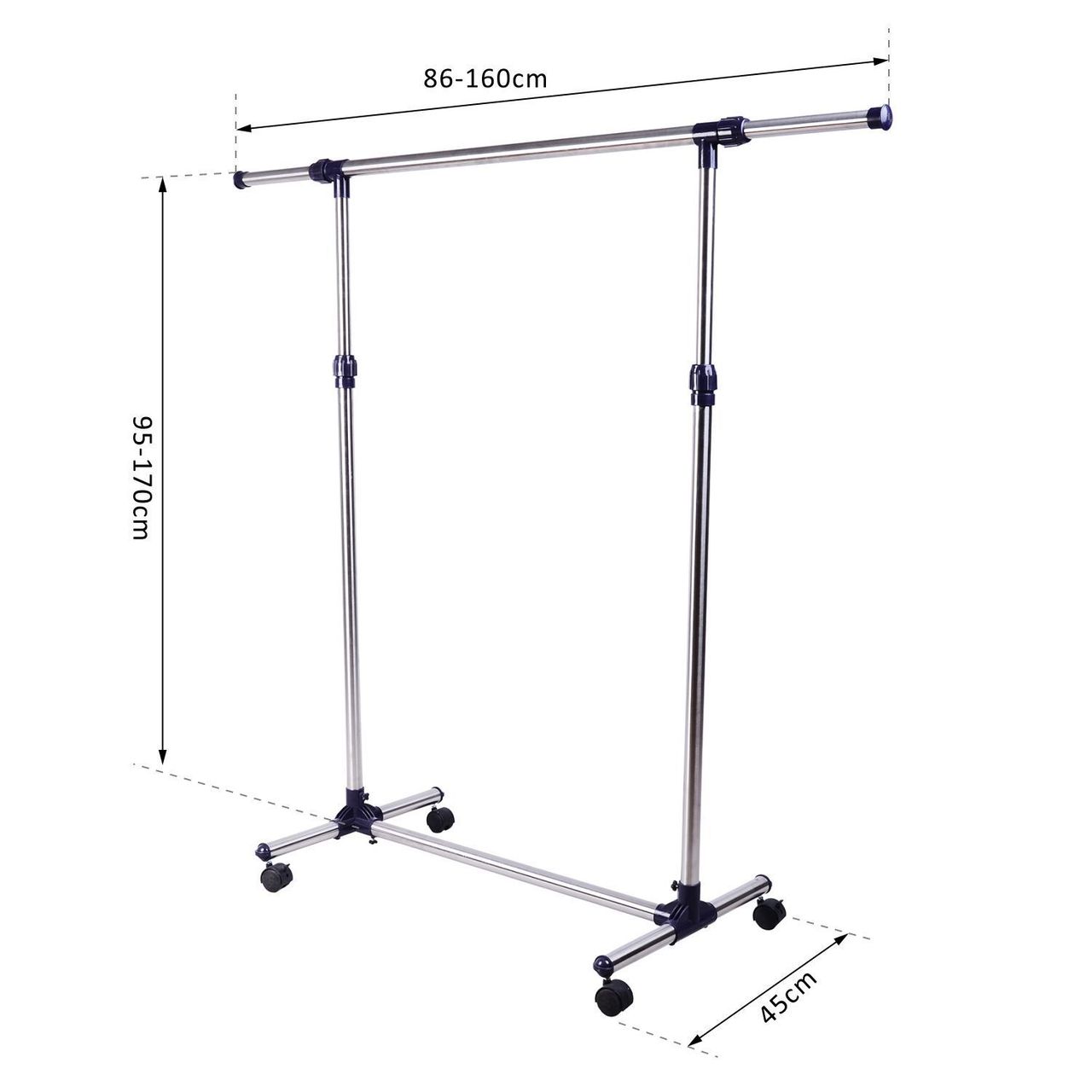 HOMCOM Garderobenständer Kleiderständer höhenverstellbar rollbar 0 Garderobe Ständer Stand Wäsche Klamotten Kleidung Kleidungsständer Aufbewahrung