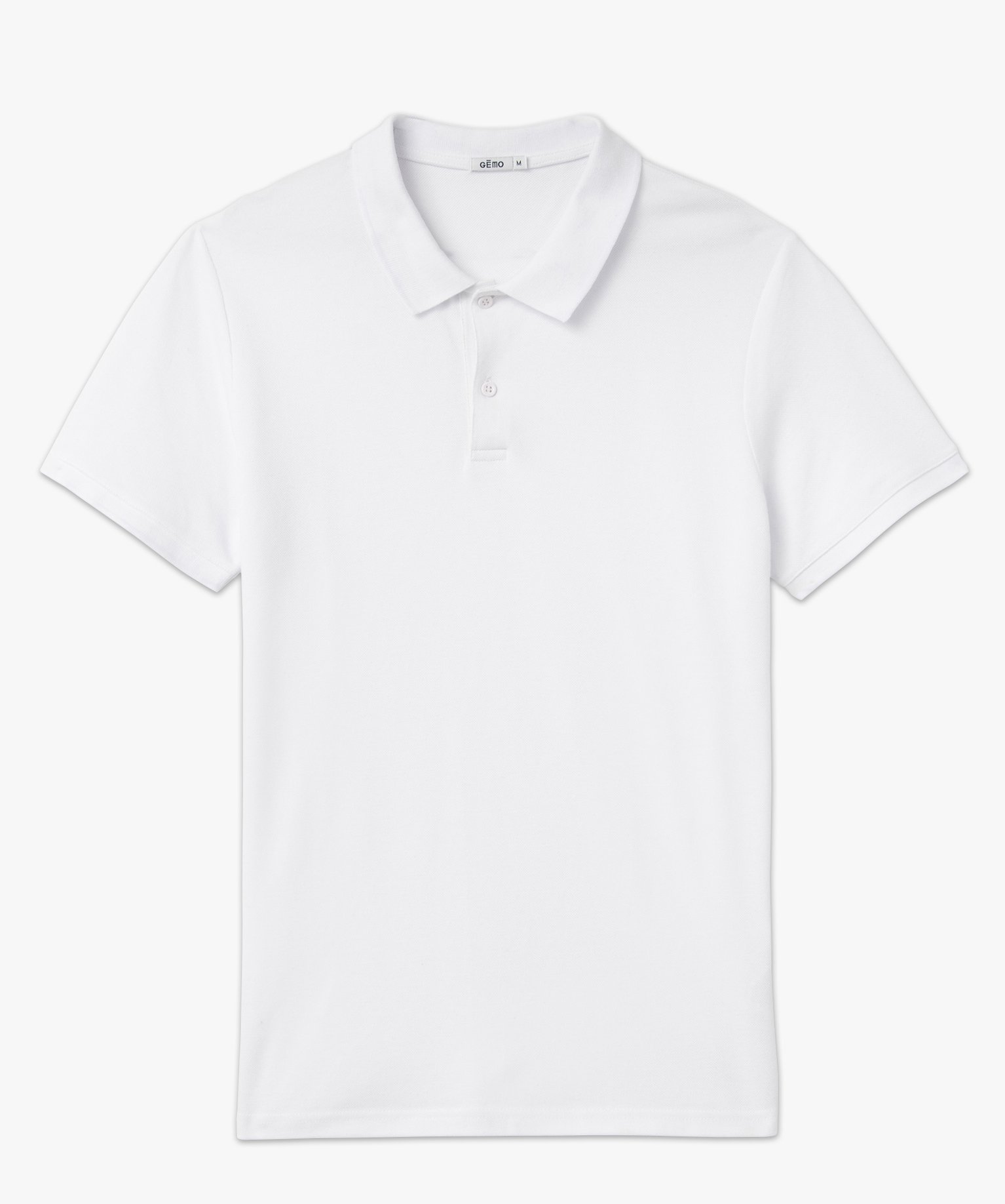 Polo à manches courtes en coton homme blanc | GEMO