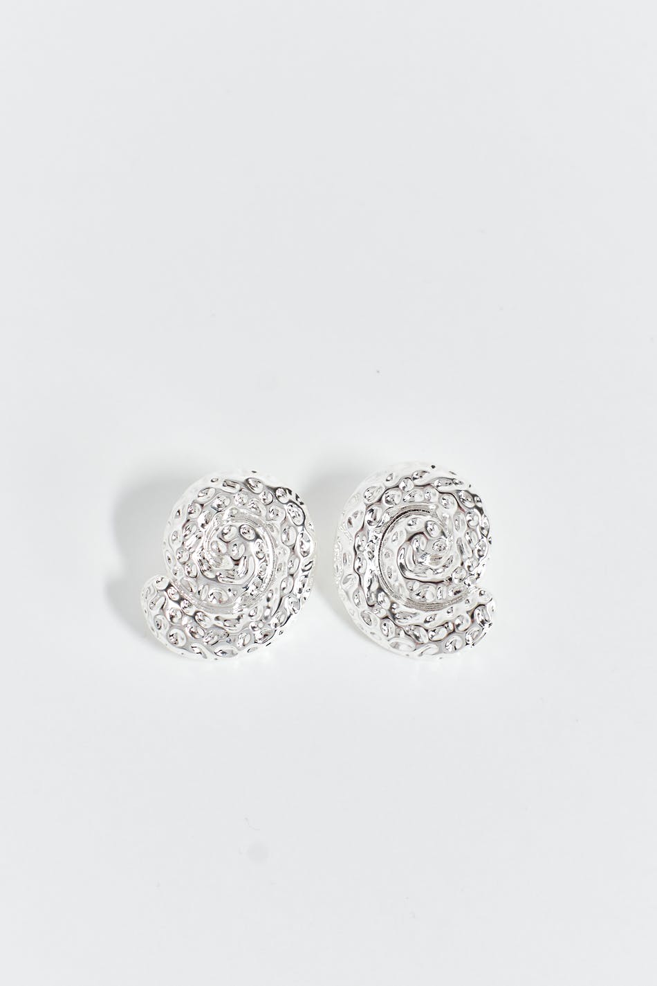 Crinkled silver spiral earrings