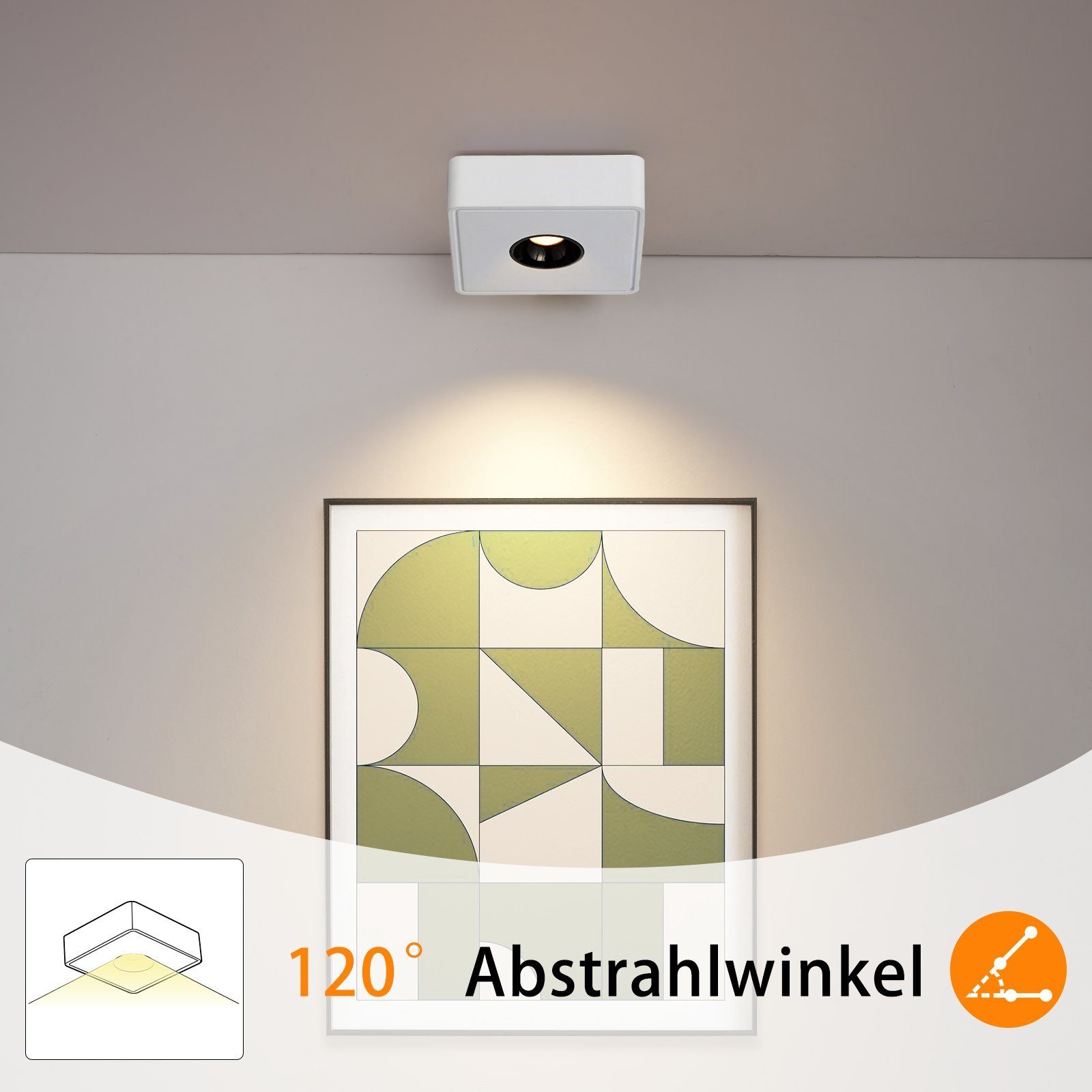 ZMH LED Deckenstrahler Deckenspots LED Aufbauspots - 7W Spots Deckenleuchte Warmweiß, LED fest integriert, 3000k, Deckenstrahler Warmweiß Flach Spotleuchte für Küche, Weiß