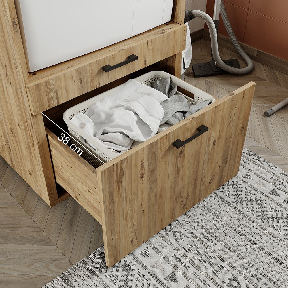 Roomart Waschmaschinenumbauschrank (Roomart Waschmaschinenschrank mit Schrankaufsatz 62cm Mehrzweckschrank)