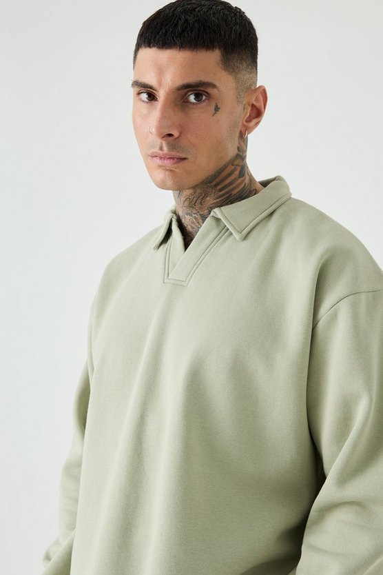 Tall Oversize Rugby Sweatshirt-Poloshirt