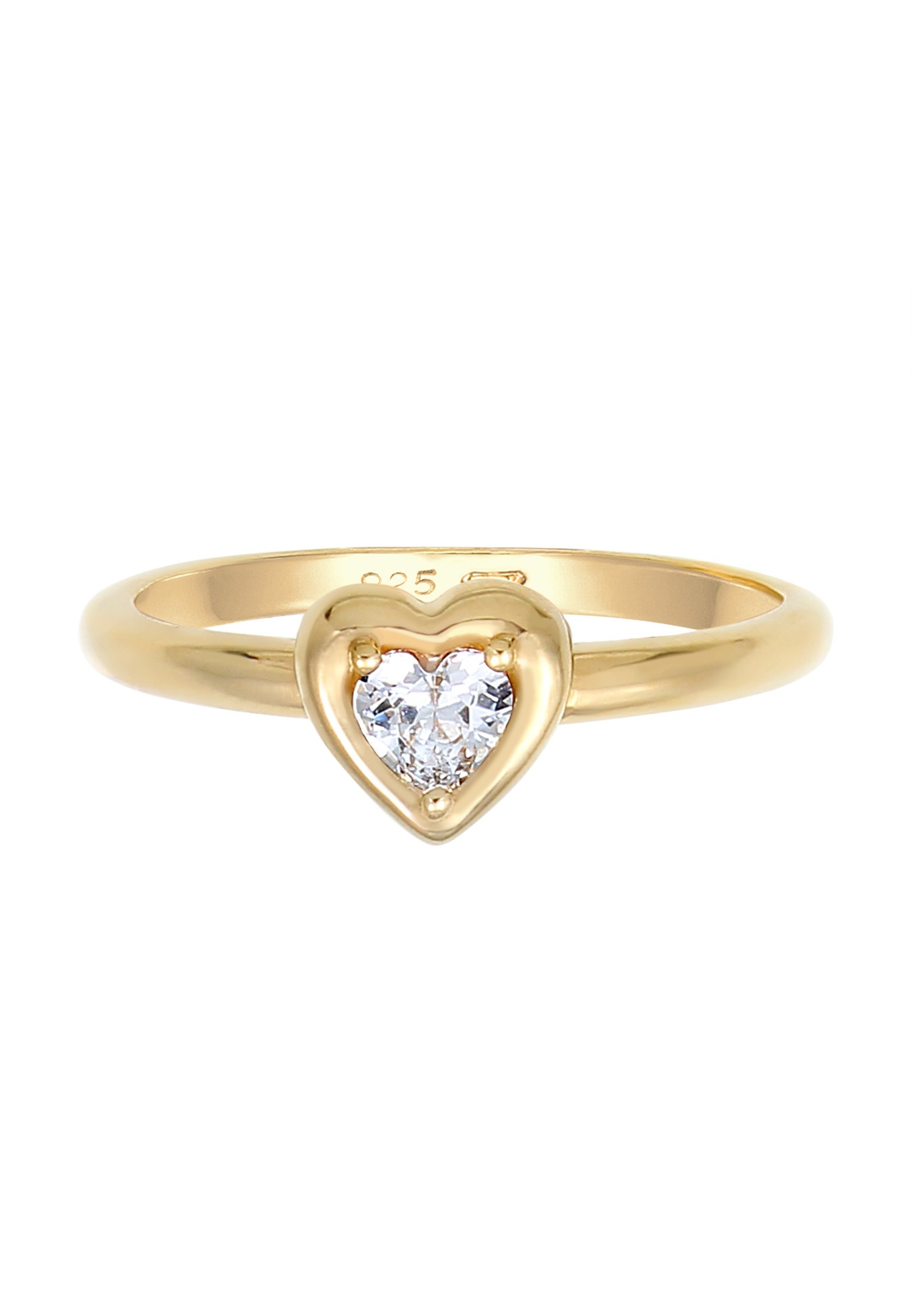Anillo Elli Heart Love con cristales de circonita cúbica - (925/1000) Baño de oro y plata