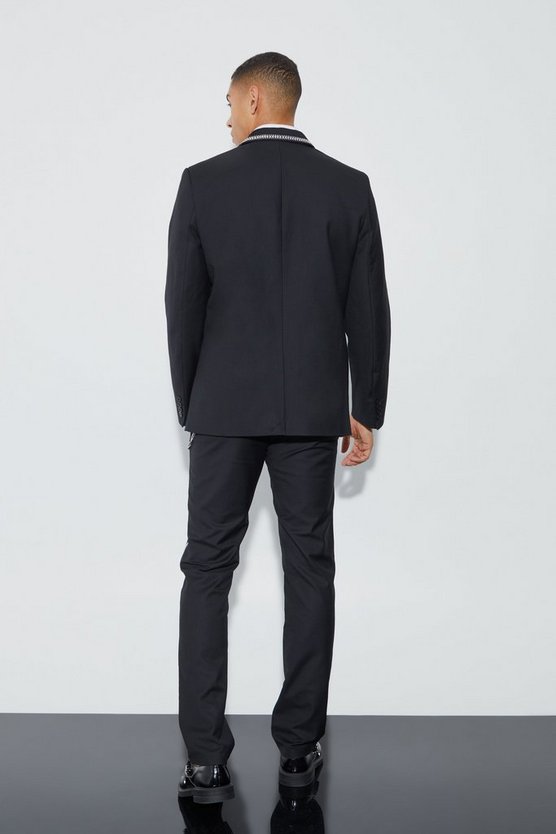 Zweireihiger lockerer Blazer mit Nieten