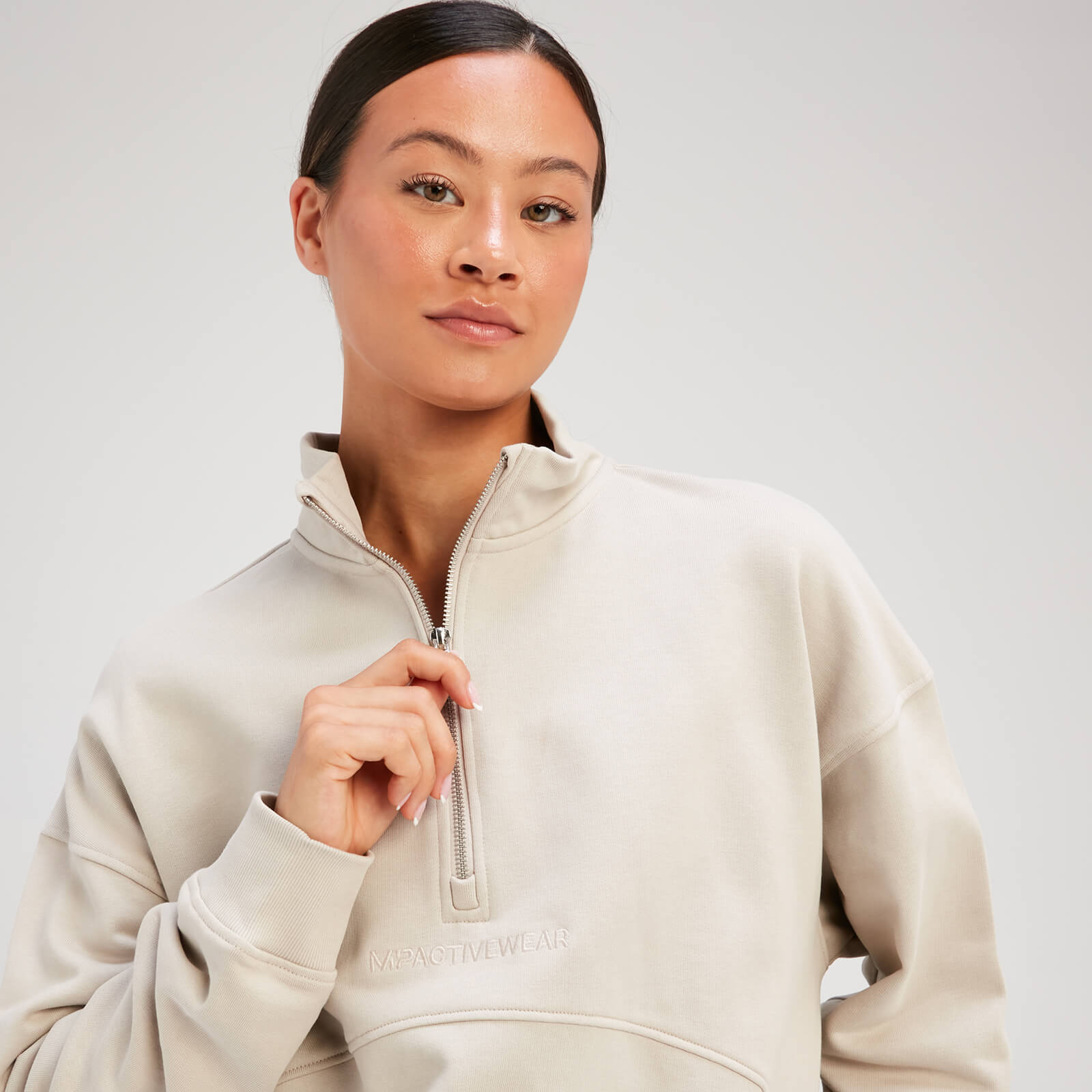 Sweat à fermeture éclair ¼ MP Rest Day pour femmes – Gris toile
