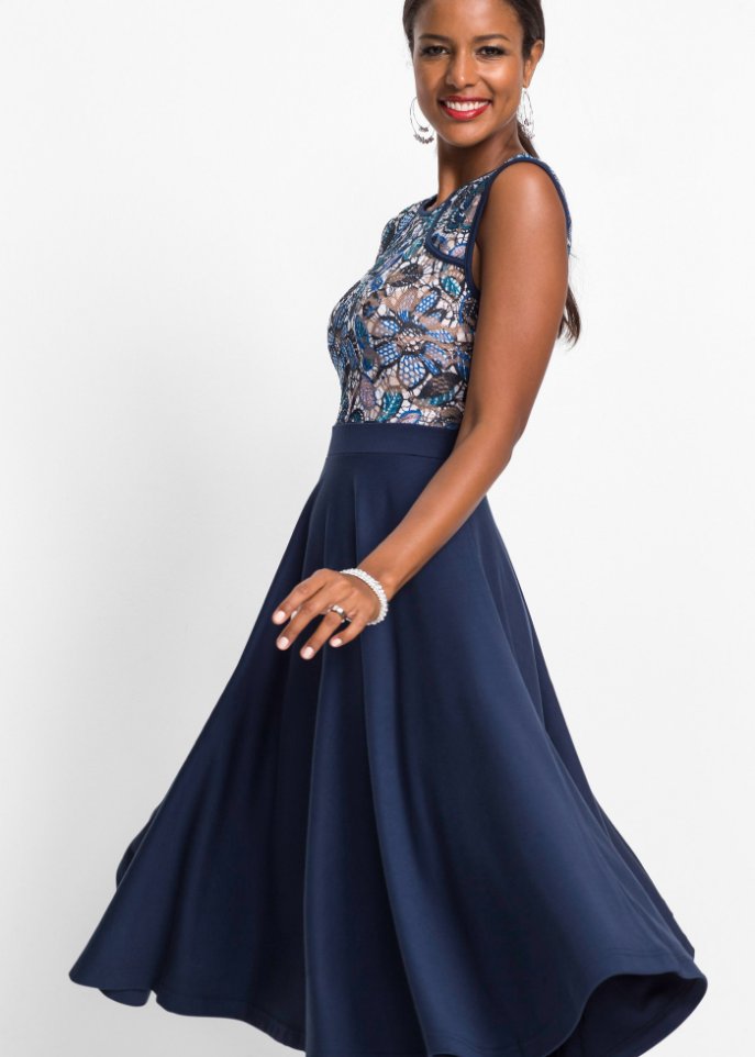 Midikleid mit Spitzeneinsatz