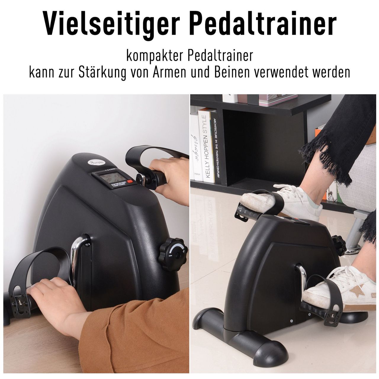 HOMCOM Heimtrainer Mini Bike Pedaltrainer Trainingsrad mit LCD-Display