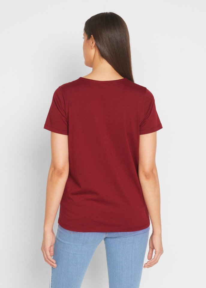 T-Shirt mit V-Kragen, bedruckt
