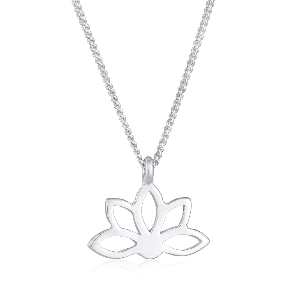 Elli Elli Collier Femmes Pendentif Fleur de Lotus Spirituel en Argent Sterling 925 Bijoux