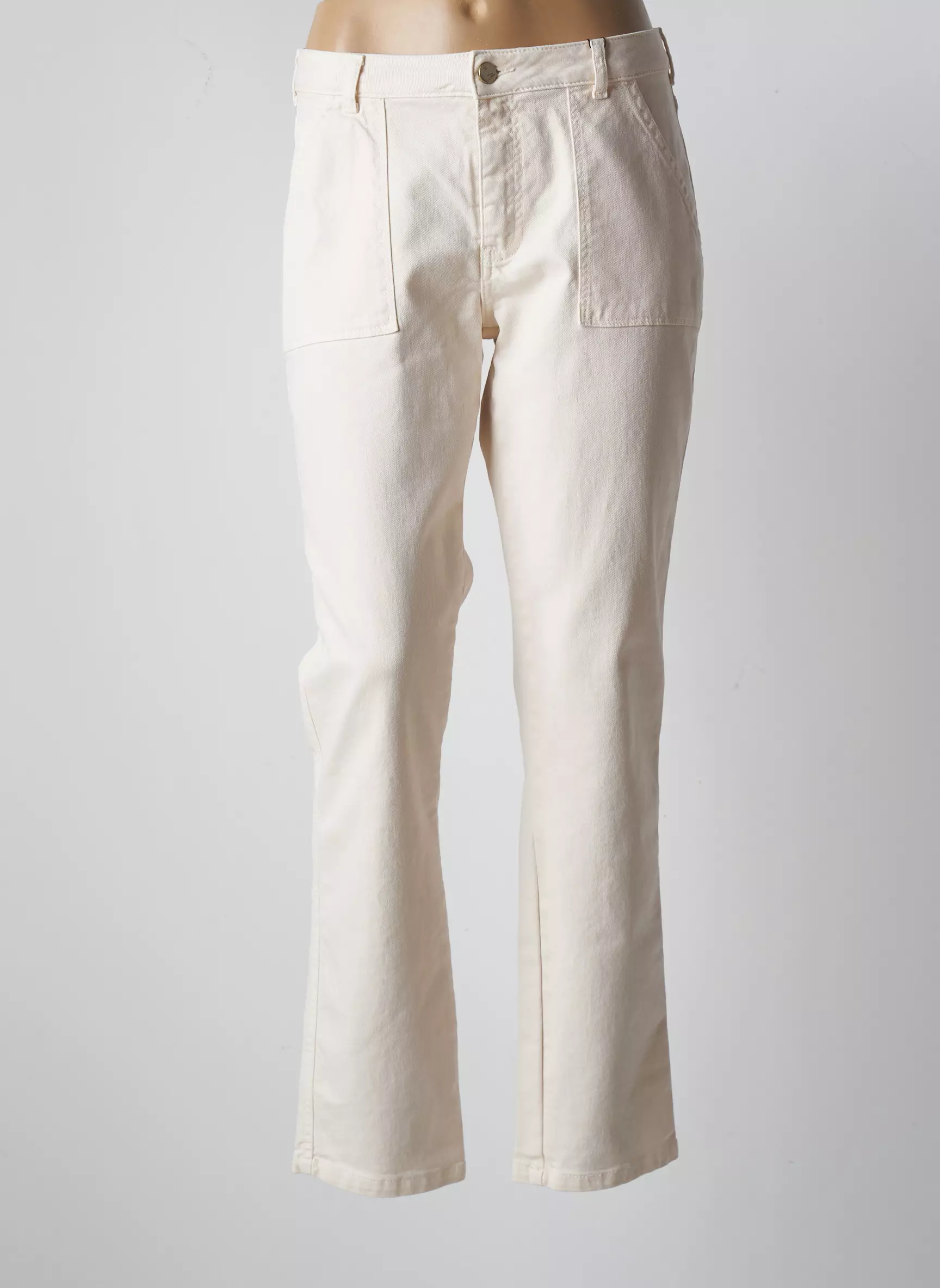Atelier Boheme Jeans Coupe Slim Femme couleur beige