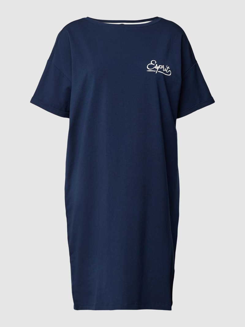 Nachthemd mit Label-Print in dunkelblau