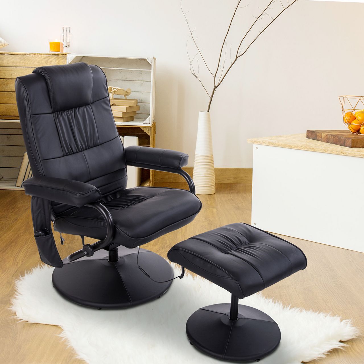 HOMCOM Massagesessel Relaxsessel Fernsehsessel TV Sessel Schwarz 77 x 84 x 95 cm