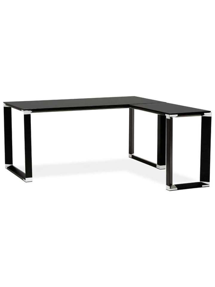 KADIMA DESIGN Eckschreibtisch Glas modern Winkelwahl, Bürotisch minimalistisch in Schwarz günstig kaufen