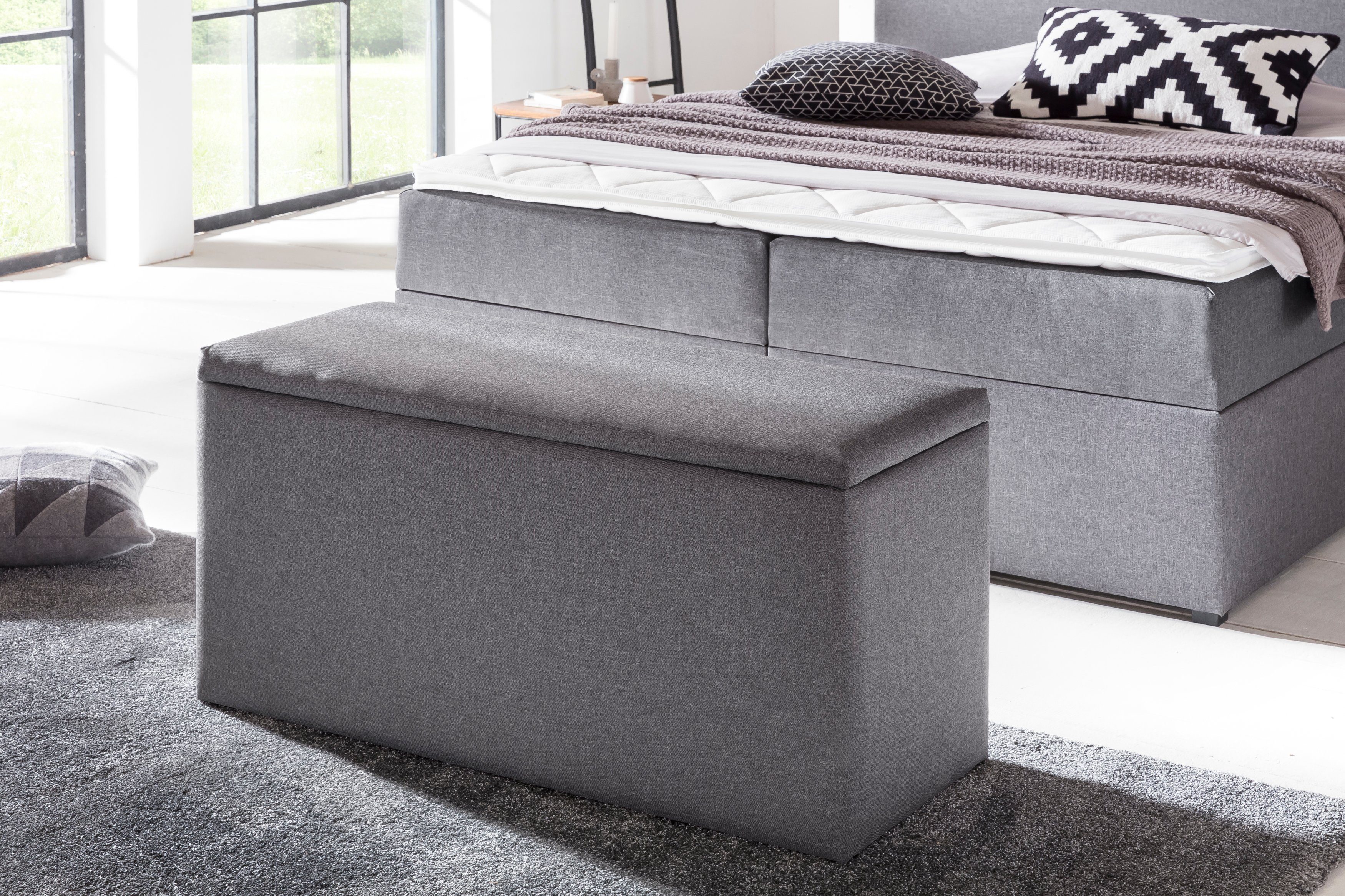 Möbelfreude Betttruhe Nelli, Anthrazit, Aufbewahrungsbox für Boxspringbetten und Polsterbetten