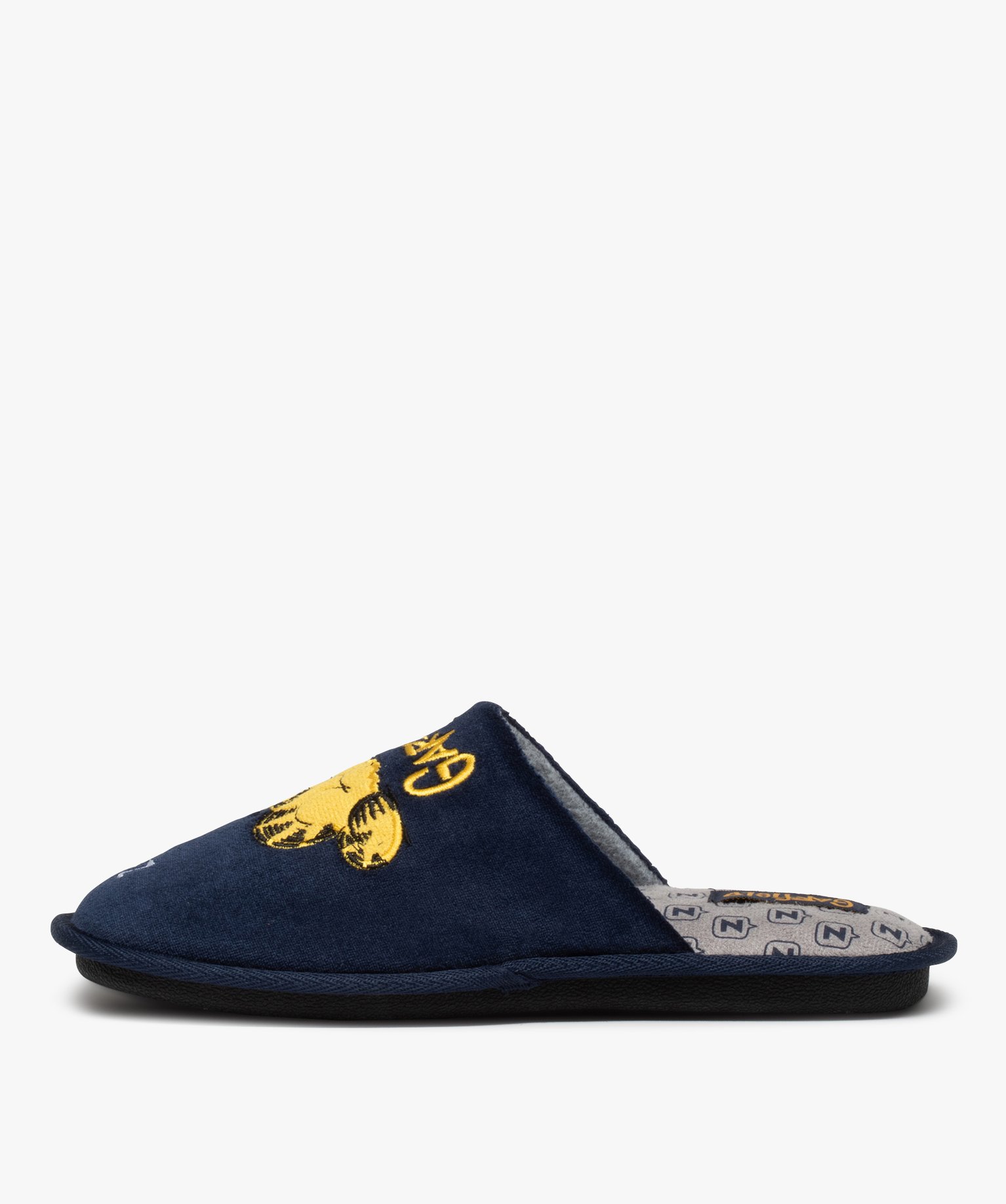 Chaussons homme mules en velours brodé – Garfield marine | GEMO