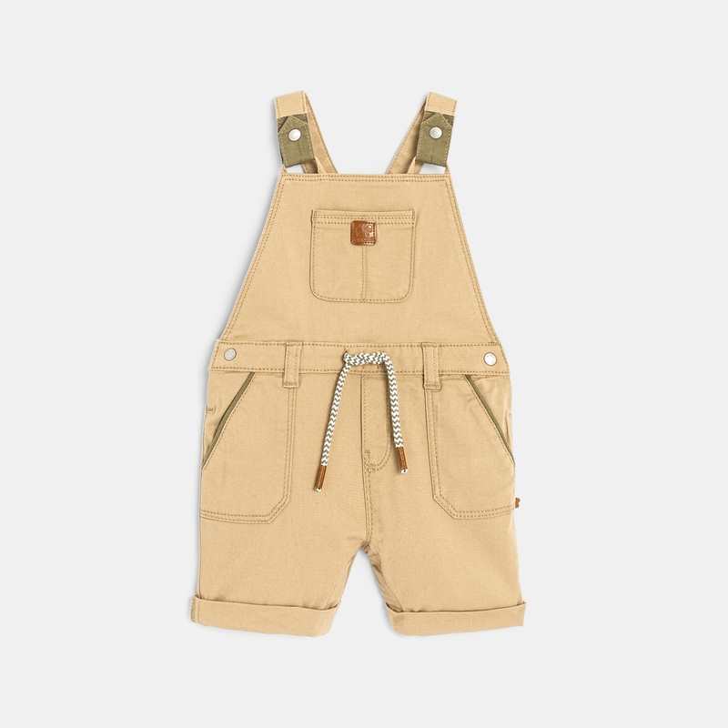 Salopette coton fantaisie et t-shirt imprimé bisons beige bébé garçon