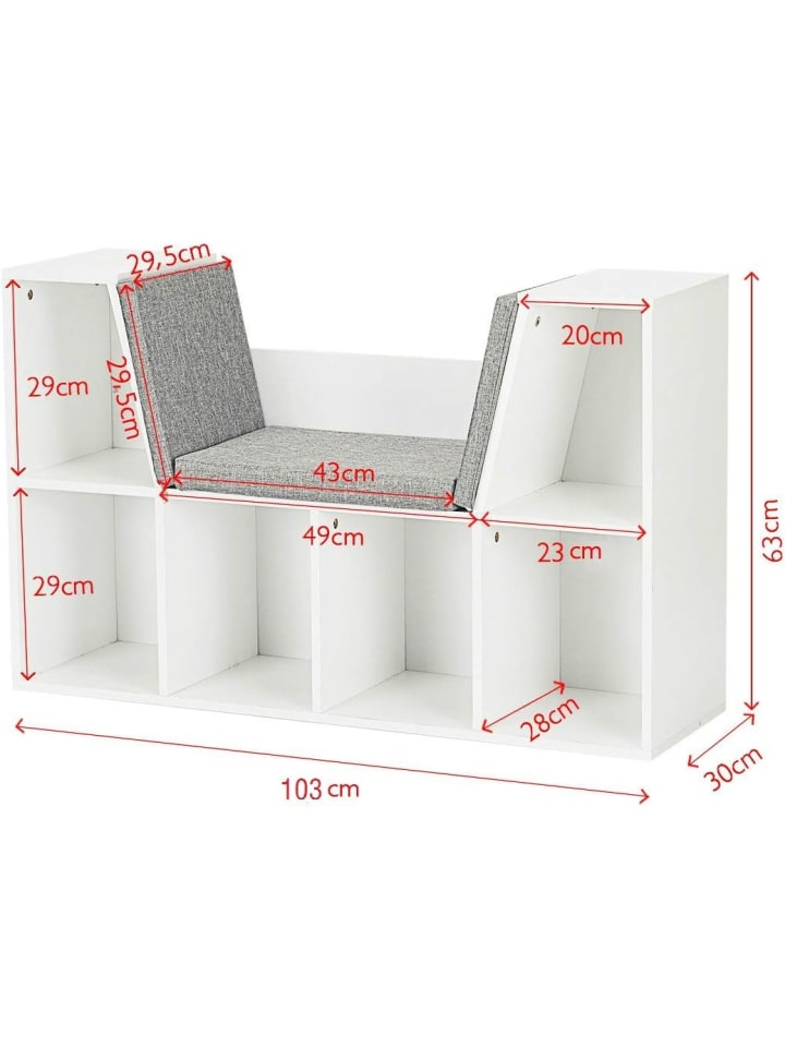 COSTWAY Kinder Bücherregal 103x30x63cm in Weiß günstig kaufen onesize