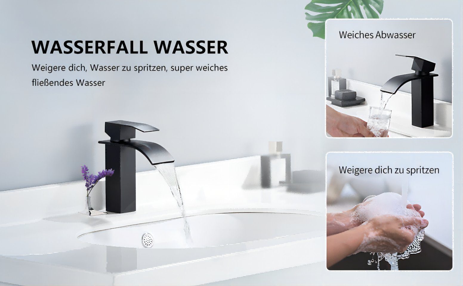 LifeImpree Badarmatur Wasserhahn Bad Waschtischarmatur Schwarz, Höhe: 18 cm