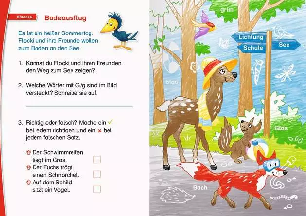 Leserabe Rätselspaß Zauber-Malrätsel zum Lesenlernen: Im Wald (1. Lesestufe)
