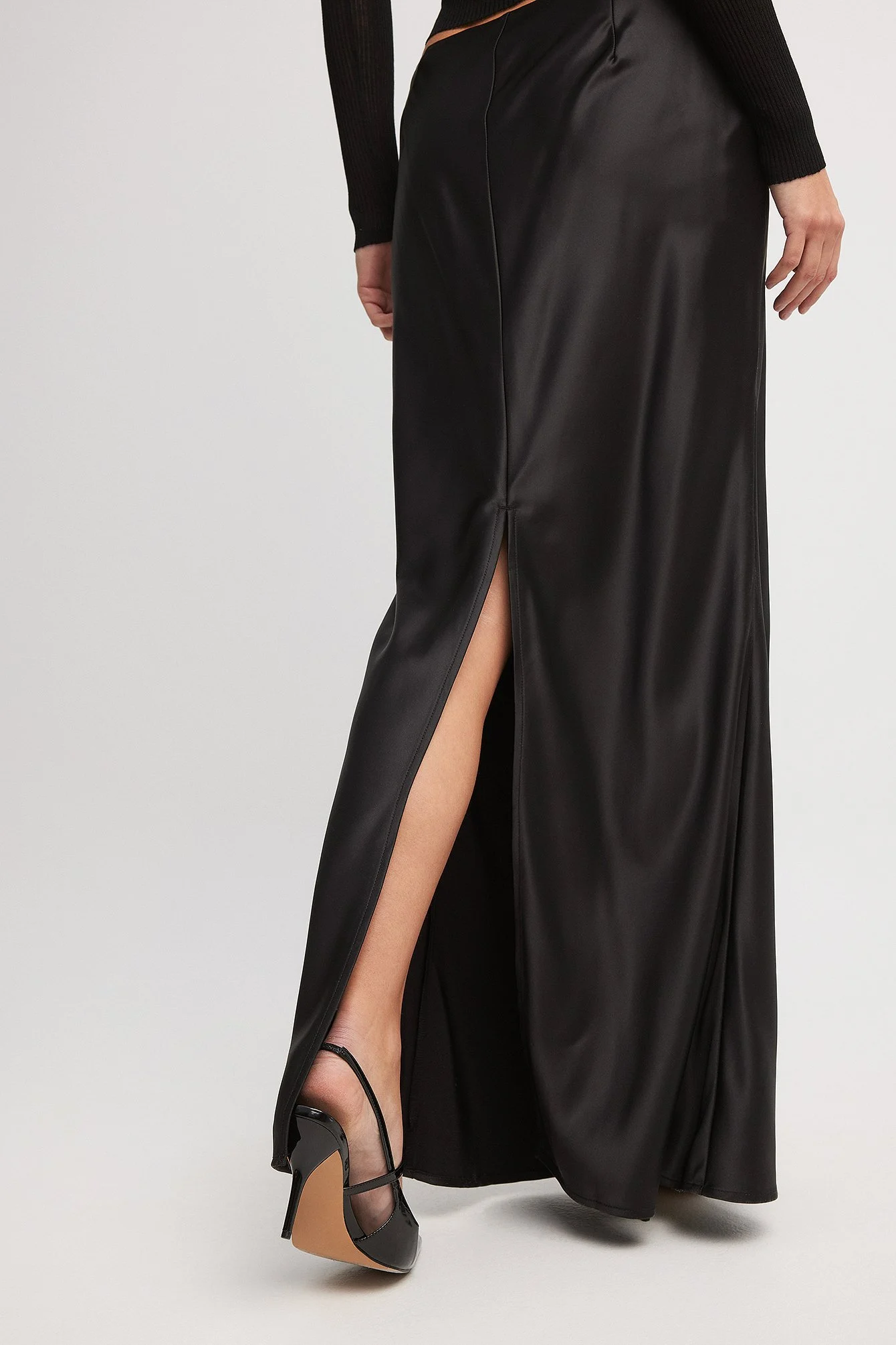 Meerjungfrau-Maxirock aus Satin mit niedriger Taille