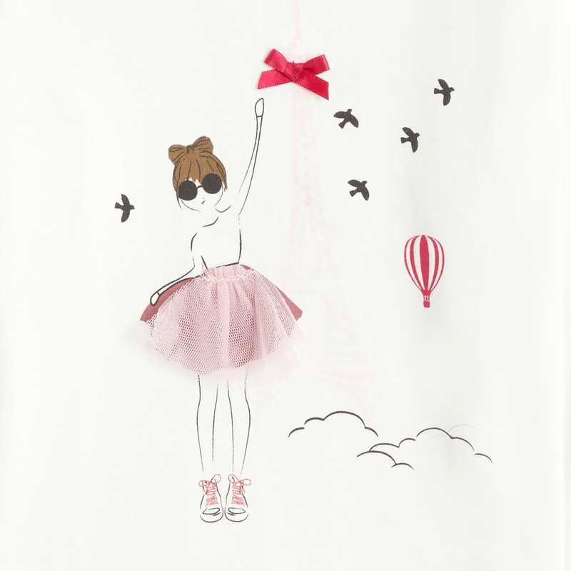Sweat molleton volants en tulle blanc fille Lili Gaufrette