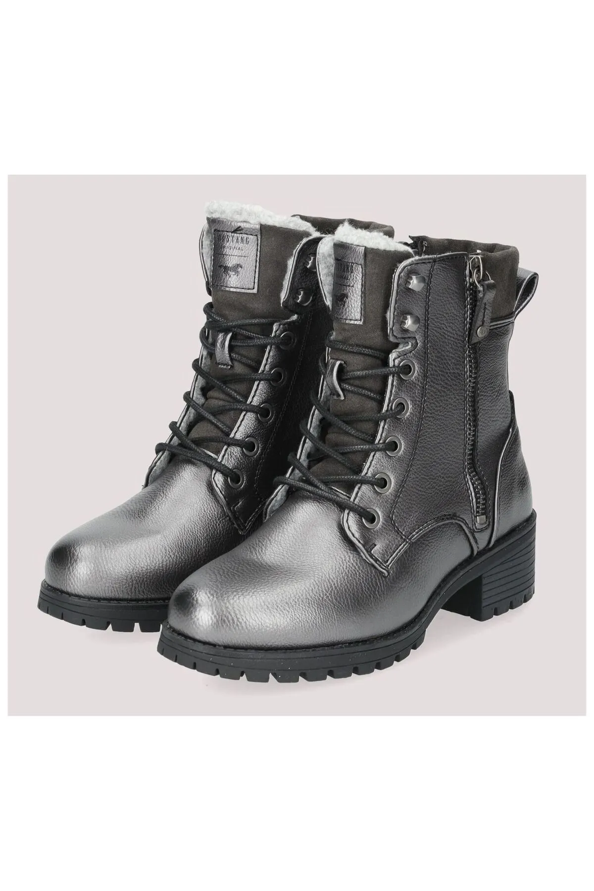 Mustang  Stiefelette - Grau - Blockabsatz
