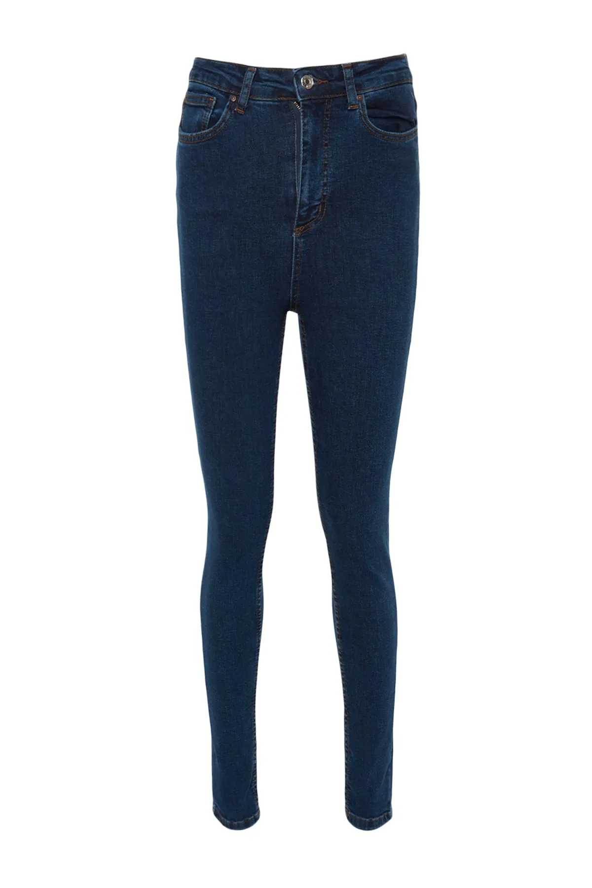 Trendyol Collection  Dunkelblaue Skinny Jeans mit hoher Taille TWOSS23JE00075