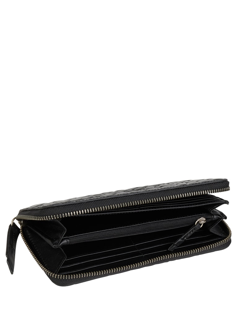 Portemonnaie aus Leder mit Label-Detail Modell 'Gigi' in schwarz