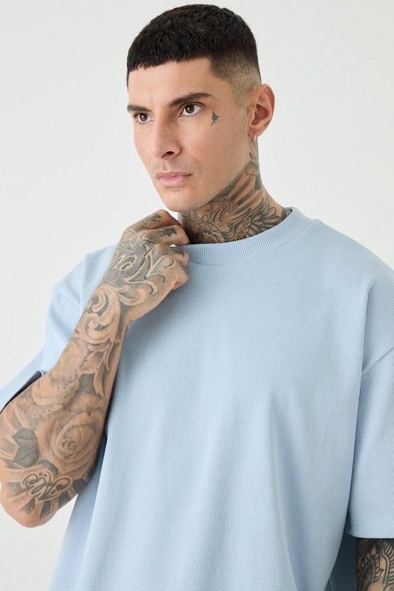 Tall kurzärmliges geripptes Oversize Sweatshirt