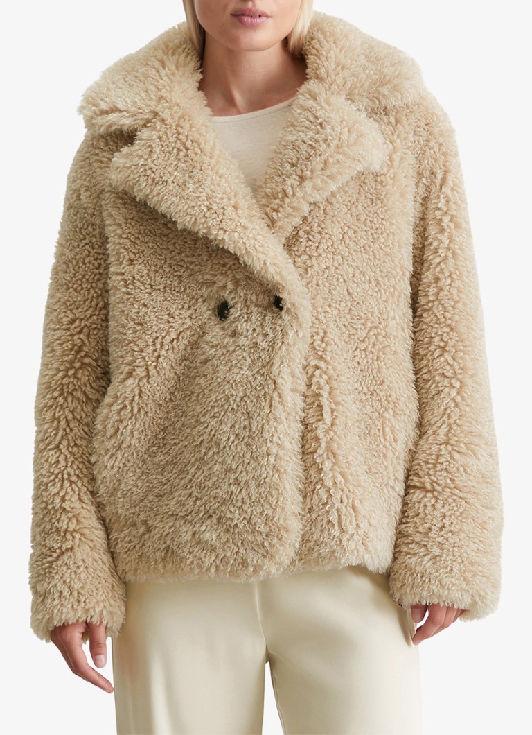 Chaqueta cruzada estilo osito de peluche de Marc O'Polo con bolsillos laterales.