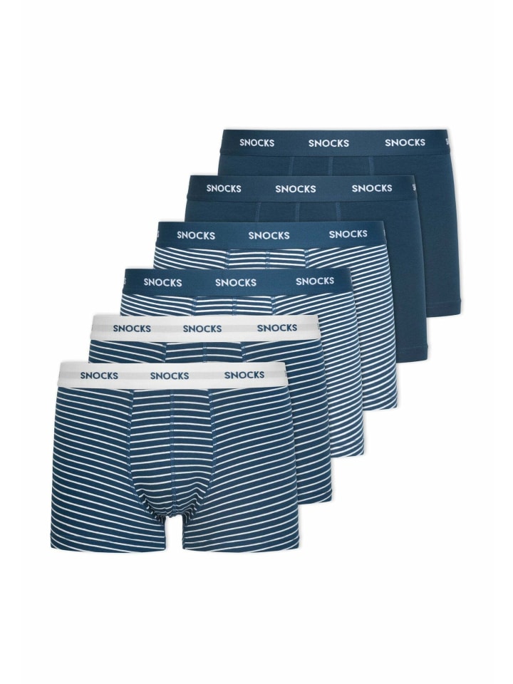 SNOCKS Boxershorts aus Bio-Baumwolle 6 Stück in Blaue Streifen günstig kaufen