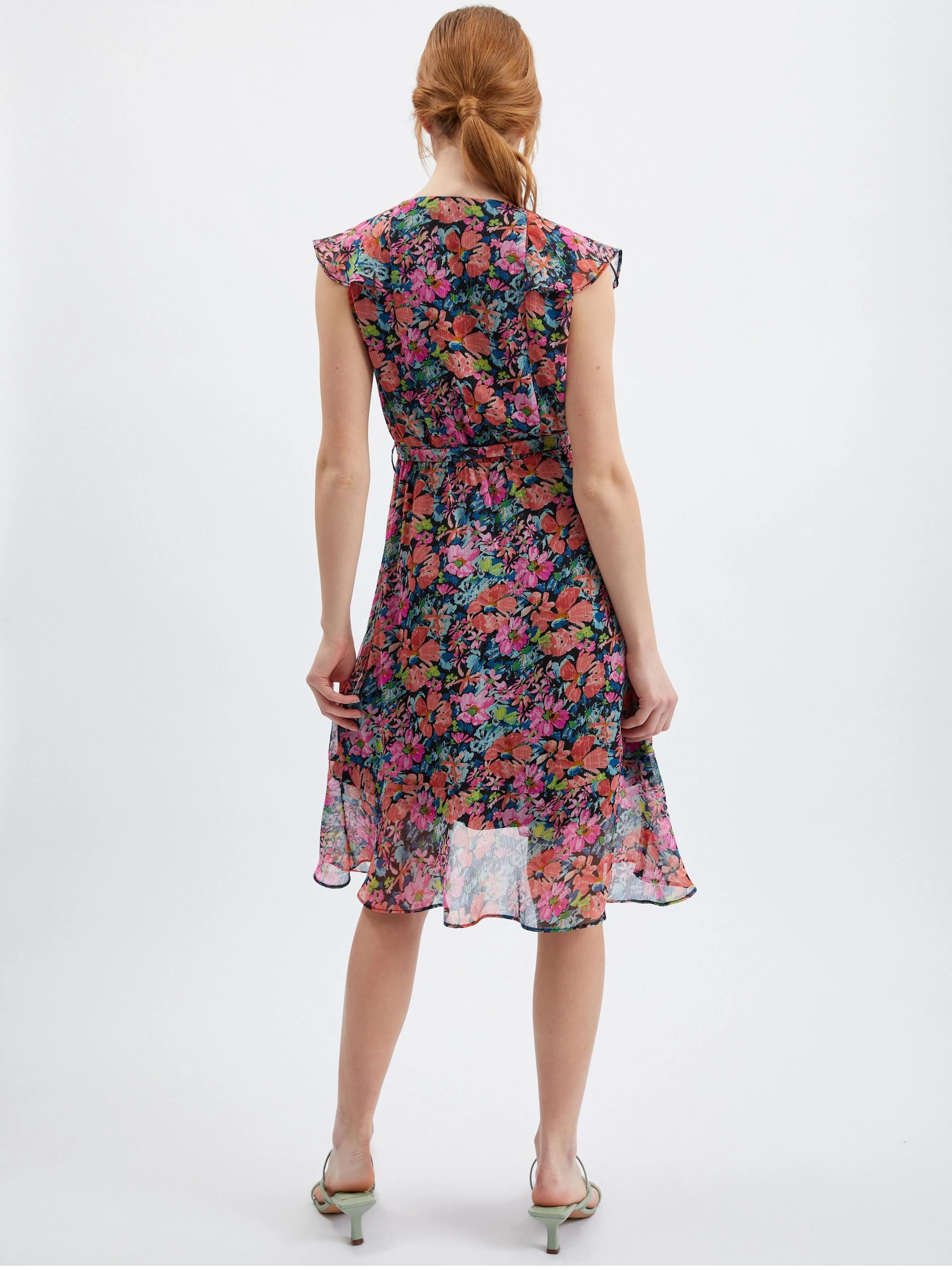 Rot-schwarzes Damen-Blumenkleid ORSAY