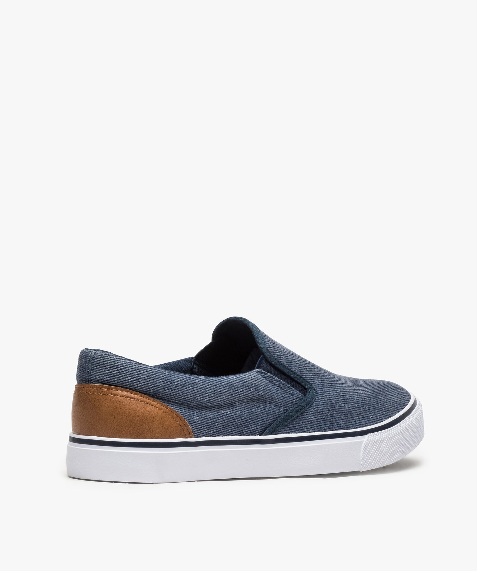 Tennis homme en toile faon slip-on bicolores denim | GEMO