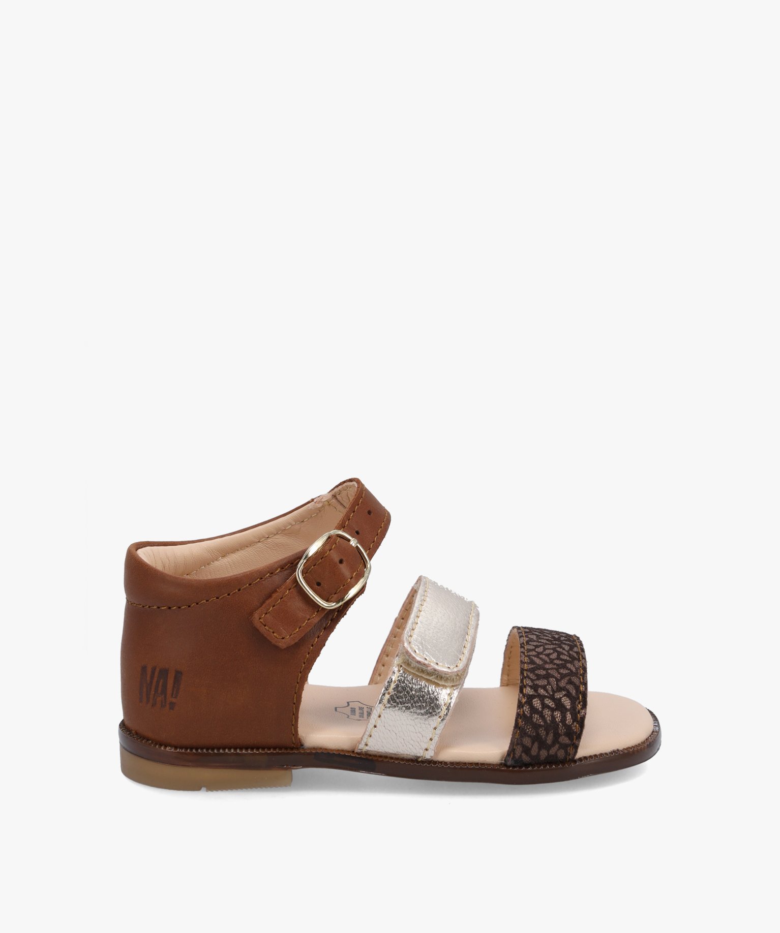 Sandales bébé fille à scratch dessus cuir métallisé –... camel | GEMO