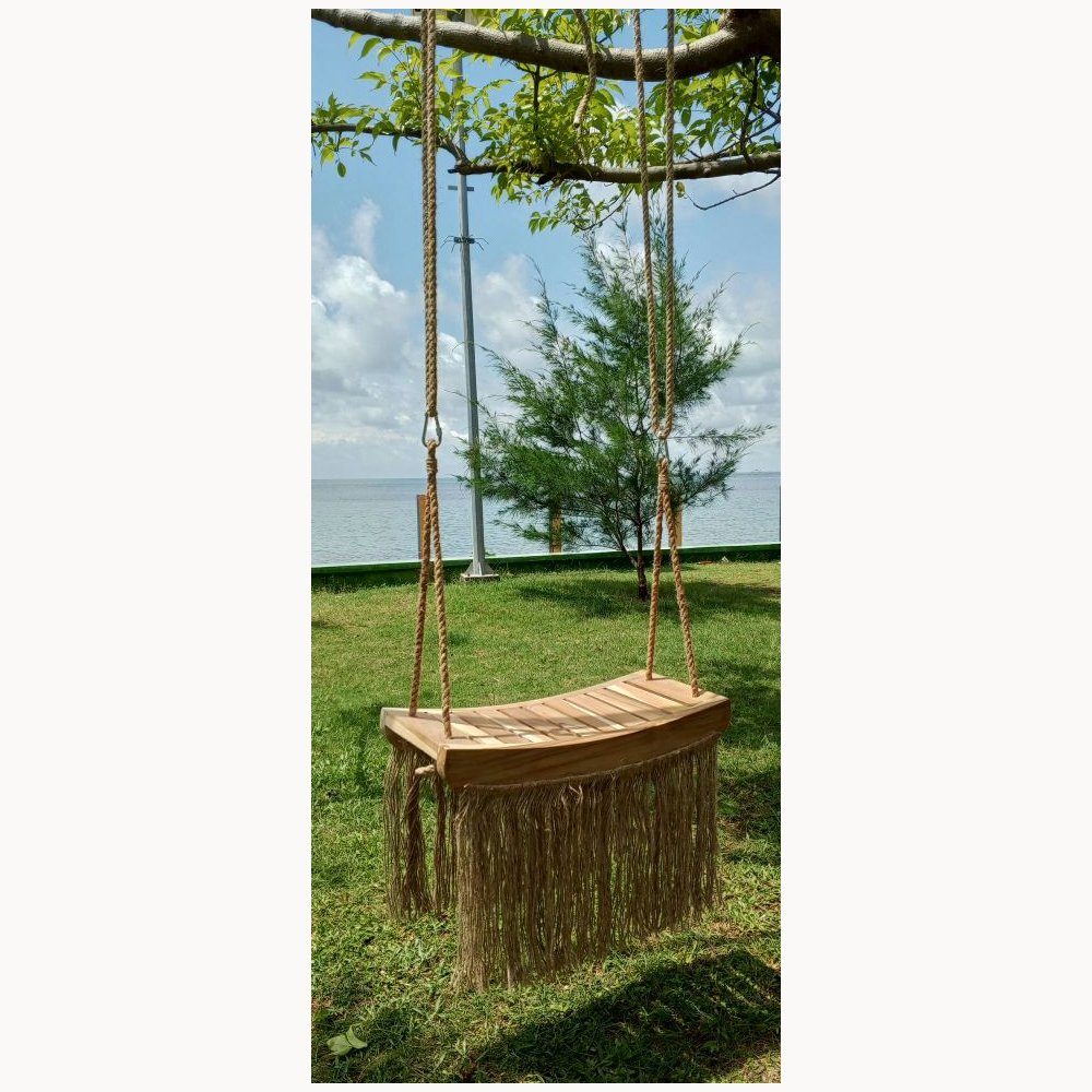 Home Feeling Hollywoodschaukel Teakholz Luxus Schaukel ca. 70cm x 30cm x 12,5 cm, Baumschaukel