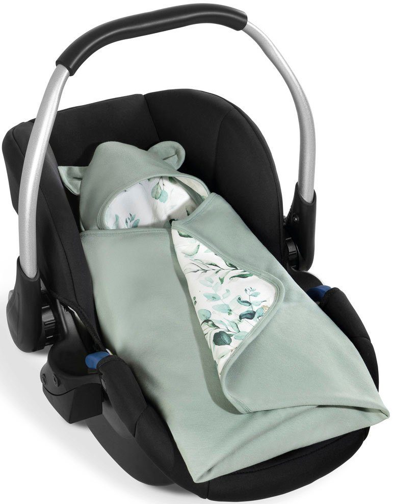 Babydecke Baby Einschlagdecke, Snuggle N Dream leaves Mint/grün, Hauck, Baby Einschlagdecke mit Kapuze