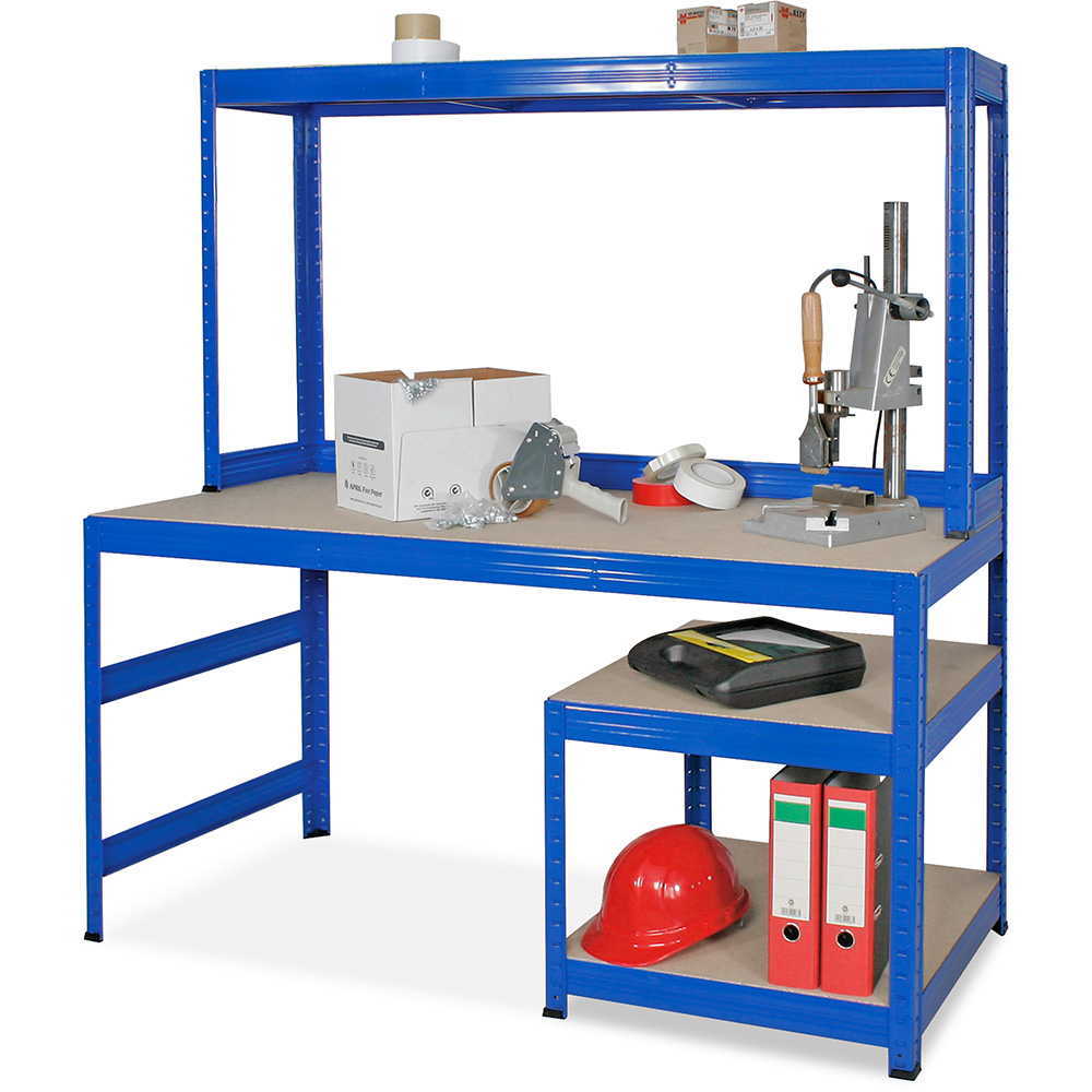BRB Werkbankregal mit Regalaufsatz und Unterbau BxTxH 1500x600/300x1500 mm