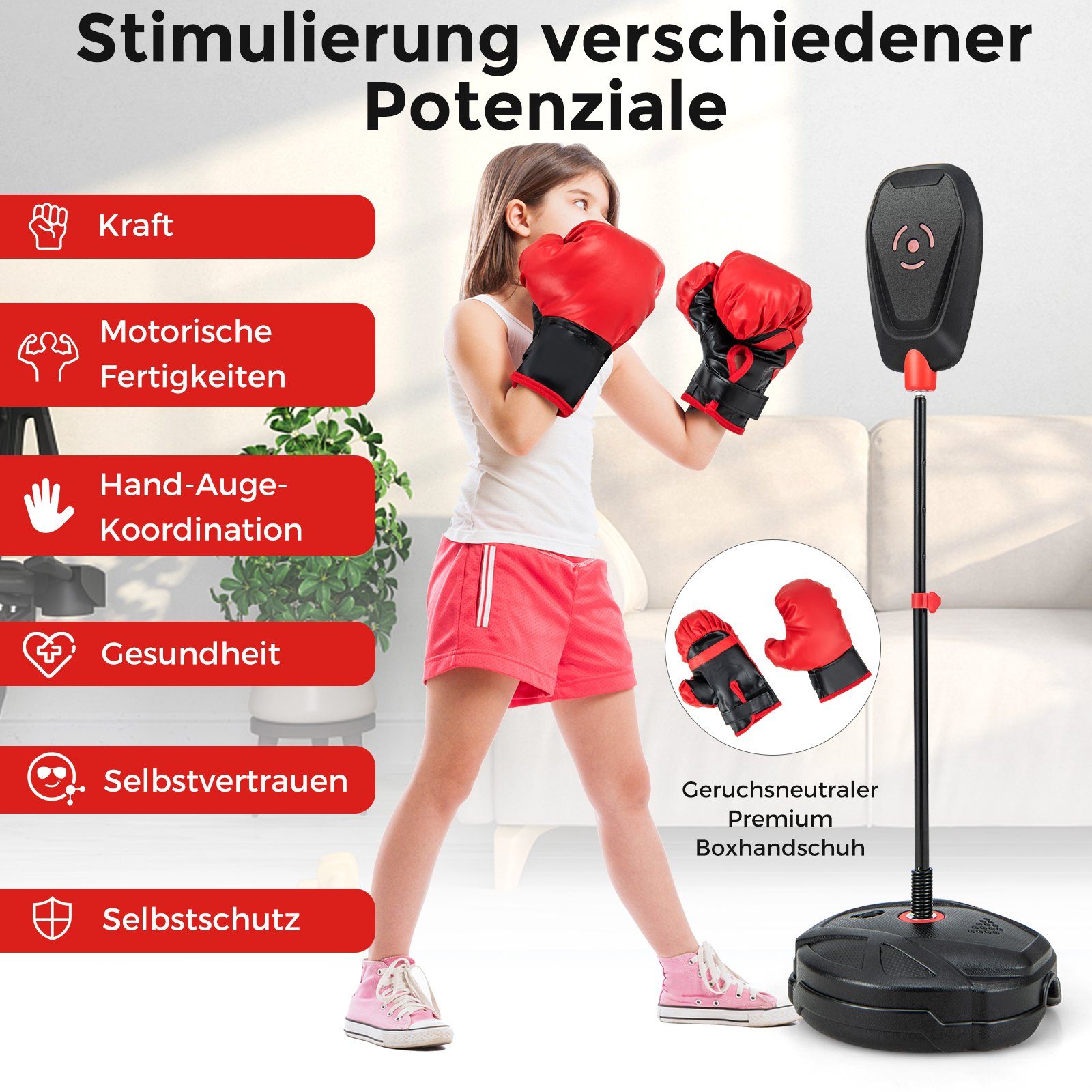 COSTWAY Punchingball Standboxsack, mit Boxhandschuhen