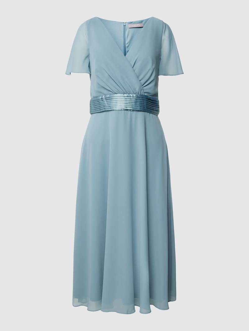 Cocktailkleid in Wickel-Optik in ozean blau