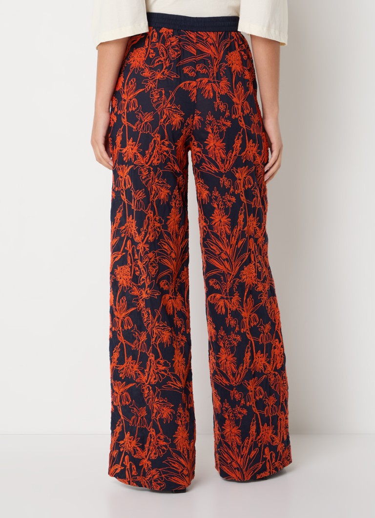 Pantaloni cu talie înaltă și croială largă Antwerp Gaura, cu broderie