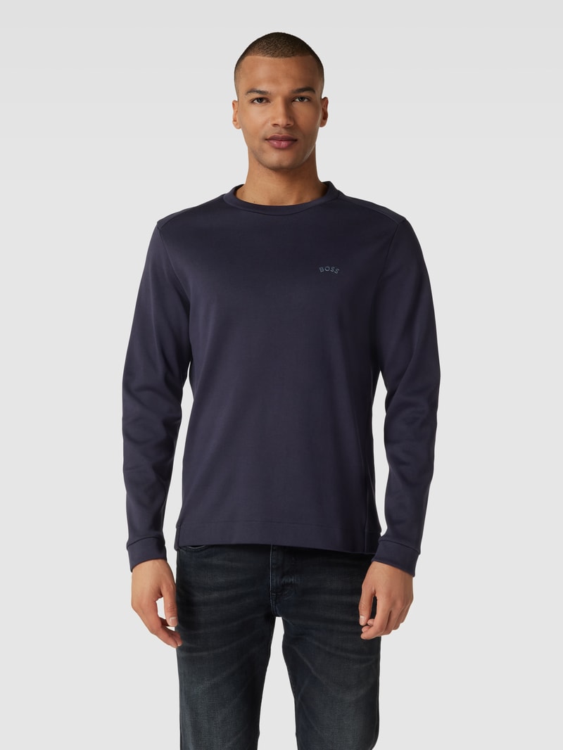 Sweatshirt mit Strukturmuster Modell 'Salbo' in dunkelblau