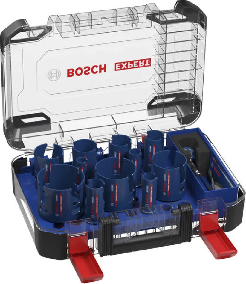 Bosch Blue Accessories 2608901950 EXPERT Power-Change -reikäsahasarja, rakennusmateriaalit, yleismalli, 20/22/25/32/35/40/44/51/60/68/76 mm, 15-osainen