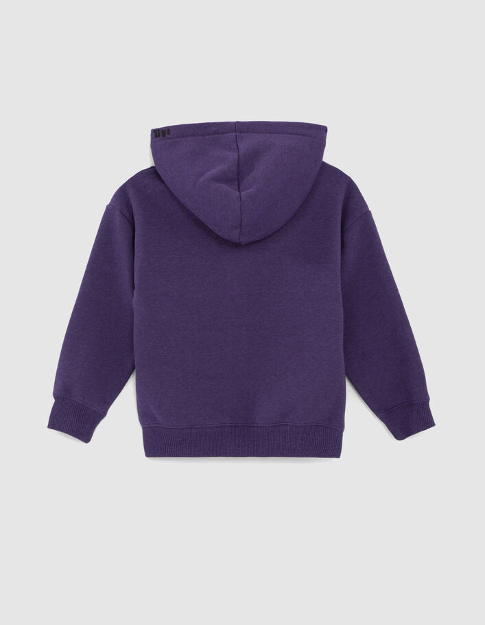 Cardigan violet molleton broderie capuche garçon