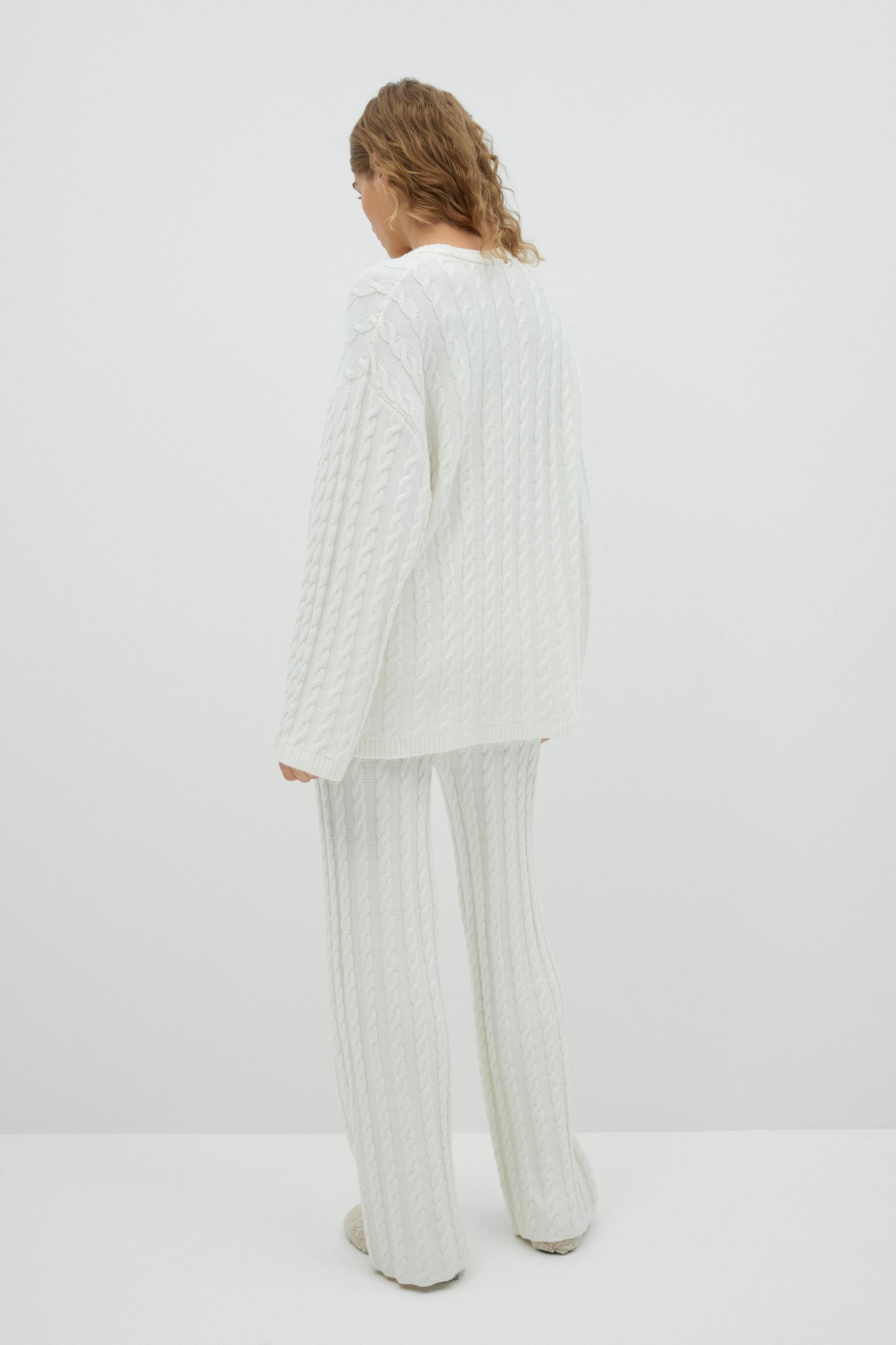 Knitted cable trousers