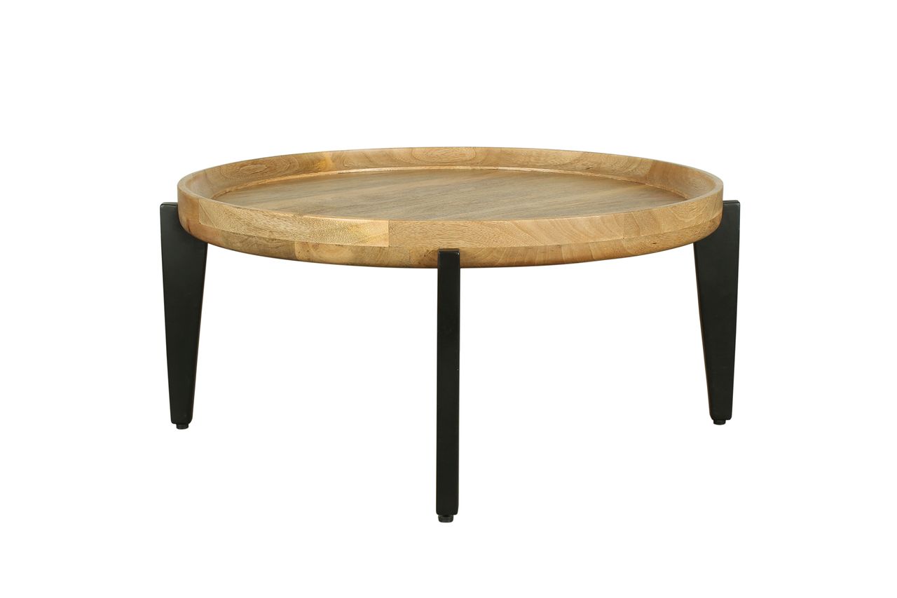 byLiving MILA Couchtisch, Breite 75 cm, Mangoholz natur, Metall schwarz pulverbeschichtet