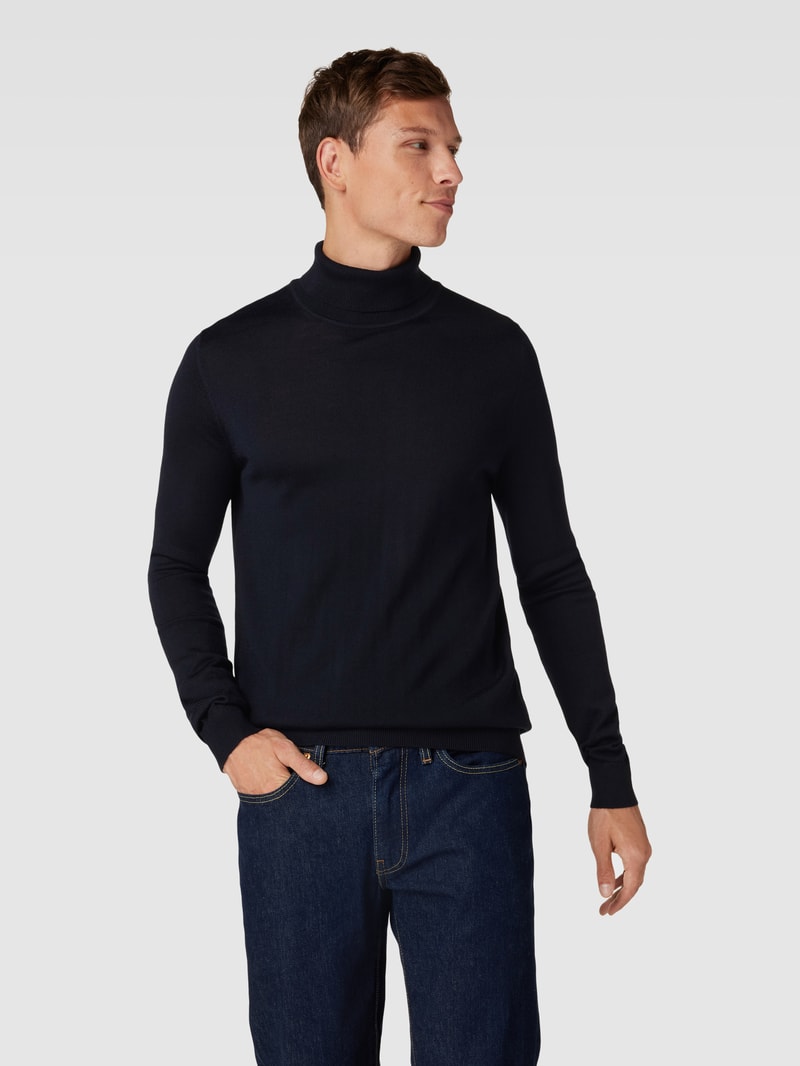 Pullover mit Stehkragen in marineblau