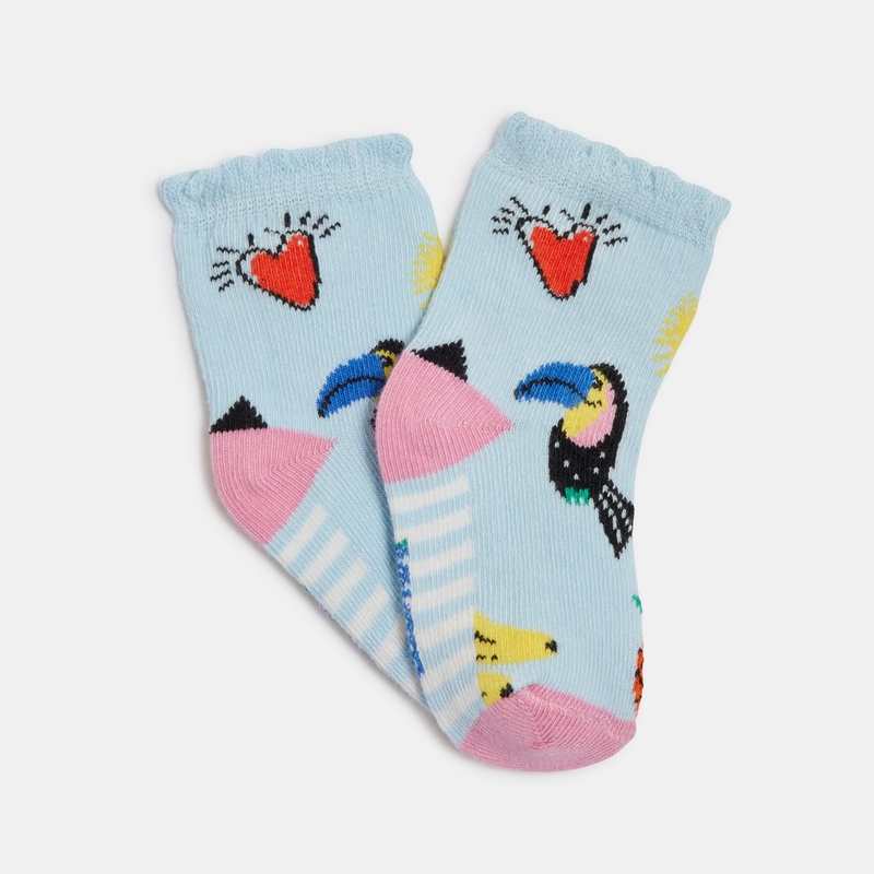 Chaussettes bébé fille bleues tropicales Catimini