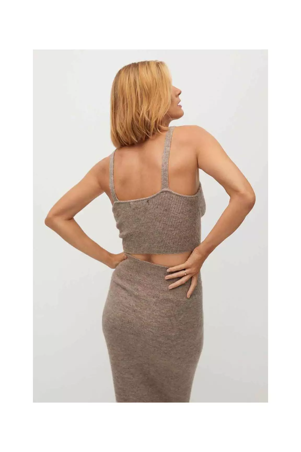 Mango Crop Tops Femme couleur marron